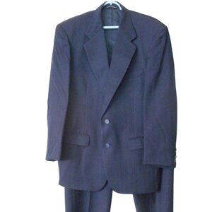 Vintage Stafford Navy Blue Pinstripe Wool Suit w/ Pleated pants - Union Label